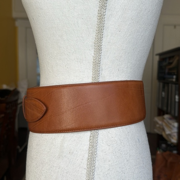 Veronika Maine Brown Leather Wide Belt Size M NEW - Picture 8 of 15